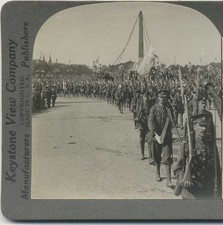 British Troops in Paris Parade, c1910, Conflicts & Wars, Stereoview picture