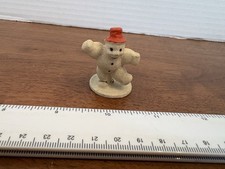 VTG 1940s Christmas Mini 2” Putz Snowman Baby W/ Red Cardboard Top Hat Germany picture