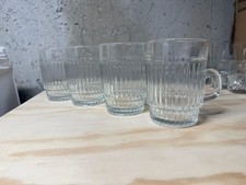 Vintage Ribbed Clear Glass Beer Mugs 0.5L Set picture