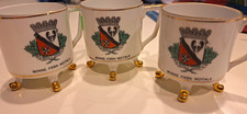 Vintage Hackefors Sweden Porcelain Footed Mocha Cups Trio - Motala Souvenir (3) picture