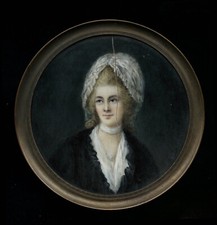 Antique Miniature Painting Portrait of a Woman Signed Gainsborough Rare Art picture