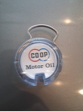 Vintage Coop Motor Oil Diesel Engine Oil Gas StationAdvertising Keychain Keyring picture