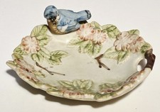 Vintage 1970s Takahashi Japanese Trinket Dish Porcelain Painted Bird Flower picture