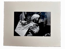 Vintage B&W Indigenous Elderly Woman Carrying Sack Matted Photo picture