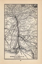 1901 Antique Mobile and Ohio Railroad Map  Mobile & Ohio Railway Map  1535 picture