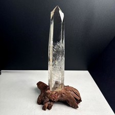 1.94LB Natural White Quartz Obelisk Crystal Energy Tower Reiki Healing+Stand picture