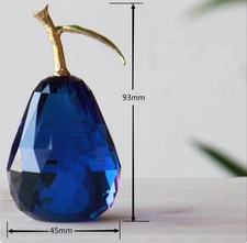 Blue Crystal Pear Figurine Glass Paperweight Feng Shui Home Decor Gift picture