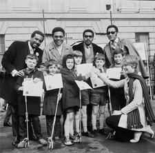 American soul vocal group Four Tops with schoolchildren from Hiter- Old Photo picture