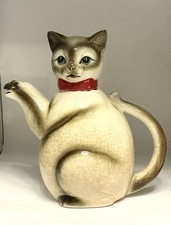 Sitting Siamese Cat Teapot Ceramic Kasuga Ware 1940-50s Cat Lovers/Collectors picture