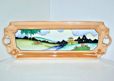 VTG Old Noritake Japanese Landscape Hand Painted Serving Tray Platter Rectangle picture