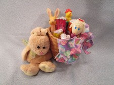 EASTER BASKET w/ rabbit, 3 vintage PEZ DISPENSER, 18 CANDY bunny lamb chick picture