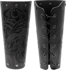Viking Bracers Medieval Leather Bracers Embossed Wolf Leather Arm Guards Cuff Le picture