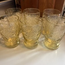 Set of 6 Federal Amber Madrid 1930's Depression Glass 4¼