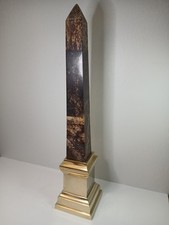 Vintage Marble Obelisk Brass Base 23.5