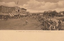 AZ Prescott. Labor Day Celebration.  Erwin Baer Photo c1912 Albertype Postcard picture