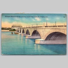 Postcard Arlington Memorial Bridge Lincoln Memorial Washington D.C. picture