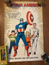 Mint Marvel Captain America Fight Against Asthma Monster Poster 1987 RARE picture