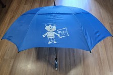 Hasbro Promo Promotional Umbrella VTG Blue Cartoon Boy Double-Canopy Nylon Golf picture