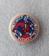Vintage 1940s Captain Marvel Club SHAZAM Pinback Button Fawcett Publications picture