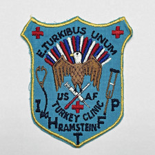 Vintage USAF Patch Turkey Clinic Ramstein - Air Force Medical - E. Turkibus Unum picture