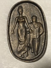 VTG 1950’s Cast Bronze Ashtray Suggestive Man Women Two Sided OH” Novelty Fun picture