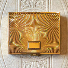 Vintage Love-Pat Goldtone Compact Creamy Ivory picture