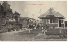 1909 IC R.R. Depot Newell Iowa Postmarked Sebree Kentucky Train Station Postcard picture