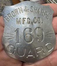 Antique Brown & Sharpe MFG Guard Badge AA White 3