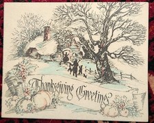 VTG Thanksgiving Greeting Card on Parchment ~ Unused ~ Gorgeous picture