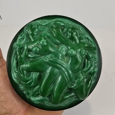 Hoffmann and Schlevogt Art Nouveau Malachite Glass Trinket Box picture
