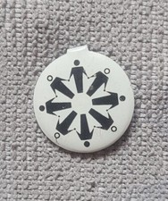 Circle of People Holding Hands Pinback Black White Vintage  picture
