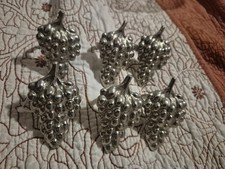 6 Silver Metal Napkin Ring  Cluster of Grapes picture