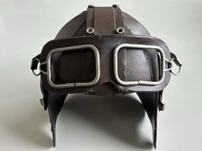 Vintage Aviator Mini Desktop Helmet Replica All Metal Pilot Helmet w/Goggles picture