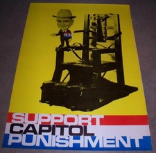 VINTAGE LBJ CAPITAL CAPITOL PUNISHMENT ELECTRIC CHAIR VIETNAM ANTI WAR POSTER picture
