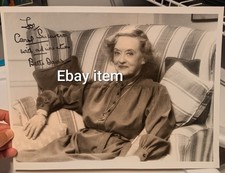 Bette Davis Signed 10.5x14 B&W Photo Oscar Award Autograph Joan Crawford costar picture