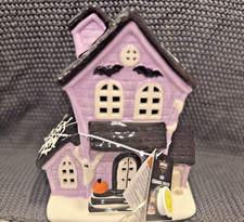 Aldi The Halloween Collection Purple LED Ceramic Haunted House, 8.5