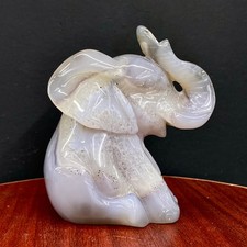 1.13LB Natural agate geode quartz crystal engrave Elephant skull healing gift de picture