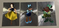 3 Vintage Disney Duflex Foil Metallic Postcards. Snow White, Minnie & Daisy picture