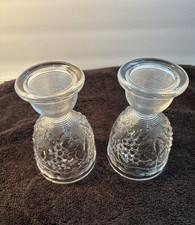 Pair of Vintage Pressed Glass Egg Cups with Classic Grape and Leaf Vine Motif picture
