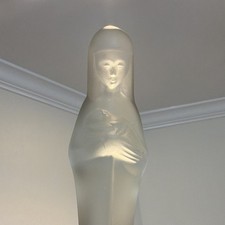 VTG Art Deco Stef Uiterwaal Leerdam Frosted Glass Madonna & Child Statue 9.5”  picture