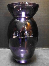 Amethyst Purple Art Glass Vase Clear Base Ground Rim picture