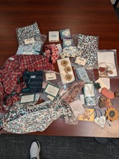 Huge Longaberger Accessory Lot: Fabric Liners, Garters, Tie-Ons, Wood Ornaments picture
