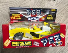 Pez YELLOW Racing Car Pull & Go Candy Dispenser 2003 Formula 1 NIB *sealed picture