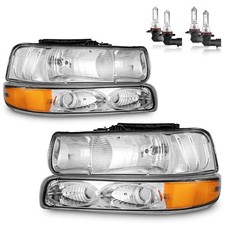 Headlights W/Bulbs for 1999-2002 Chevy Silverado 1500 2500, for 2001-2002 Sil... picture