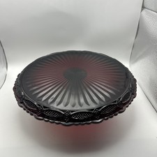 Vintage Avon 1876 Cape Cod Ruby Red Glass Pedestal Cake Plate Stand picture