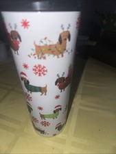 Christmas Dachshund Dogs in Holiday Outfits Pink Insulated Tumbler 16oz NEW picture
