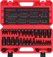 Hex Bit Impact Socket Set: 36-Piece with 4 Adapters, 1/4