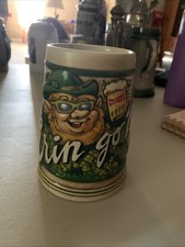 Budweiser St. Patrick's Day Beer Stein Leprechaun Shamrock Golf Breweriana picture