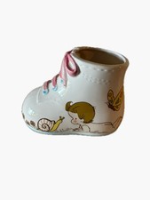 Wolfpit Enterprises 1976 Ceramic Baby Shoe Bootie Planter Vase Determined Japan picture