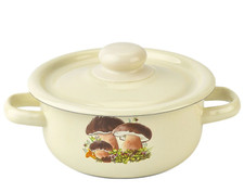 Mushroom Small Enamel Stockpot Vintage Style Pot Cooking Pot Enameled Pot 1.6 qt picture